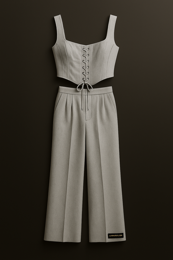 Linen Corset + Wide-Leg Pants Set